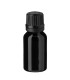 Glasflasche 15 ml schwarz mit schwarzem Tropfer
