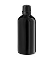 Glasflasche 100 ml schwarz mit schwarzem Tropfer
