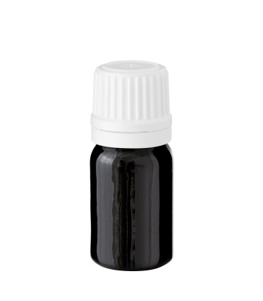 Glasflasche 5 ml schwarz mit weißem Tropfer