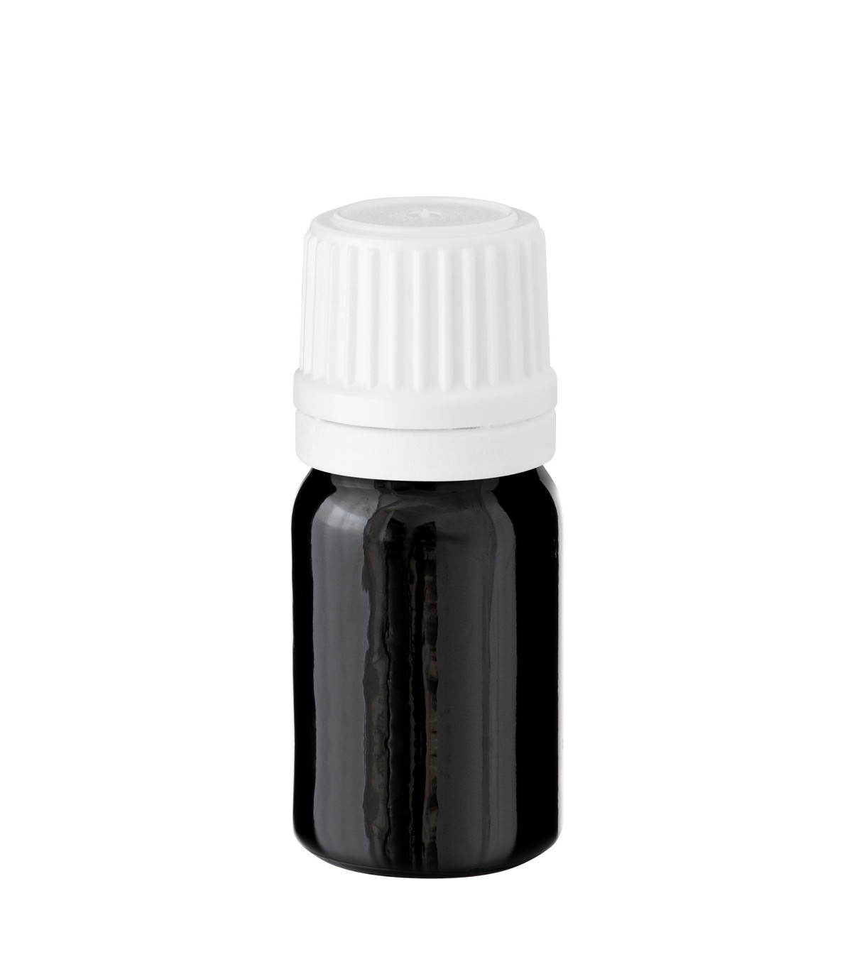 Glasflasche 5 ml schwarz mit weißem Tropfer