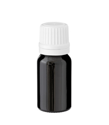 Glasflasche 10 ml schwarz mit weißem Tropfer
