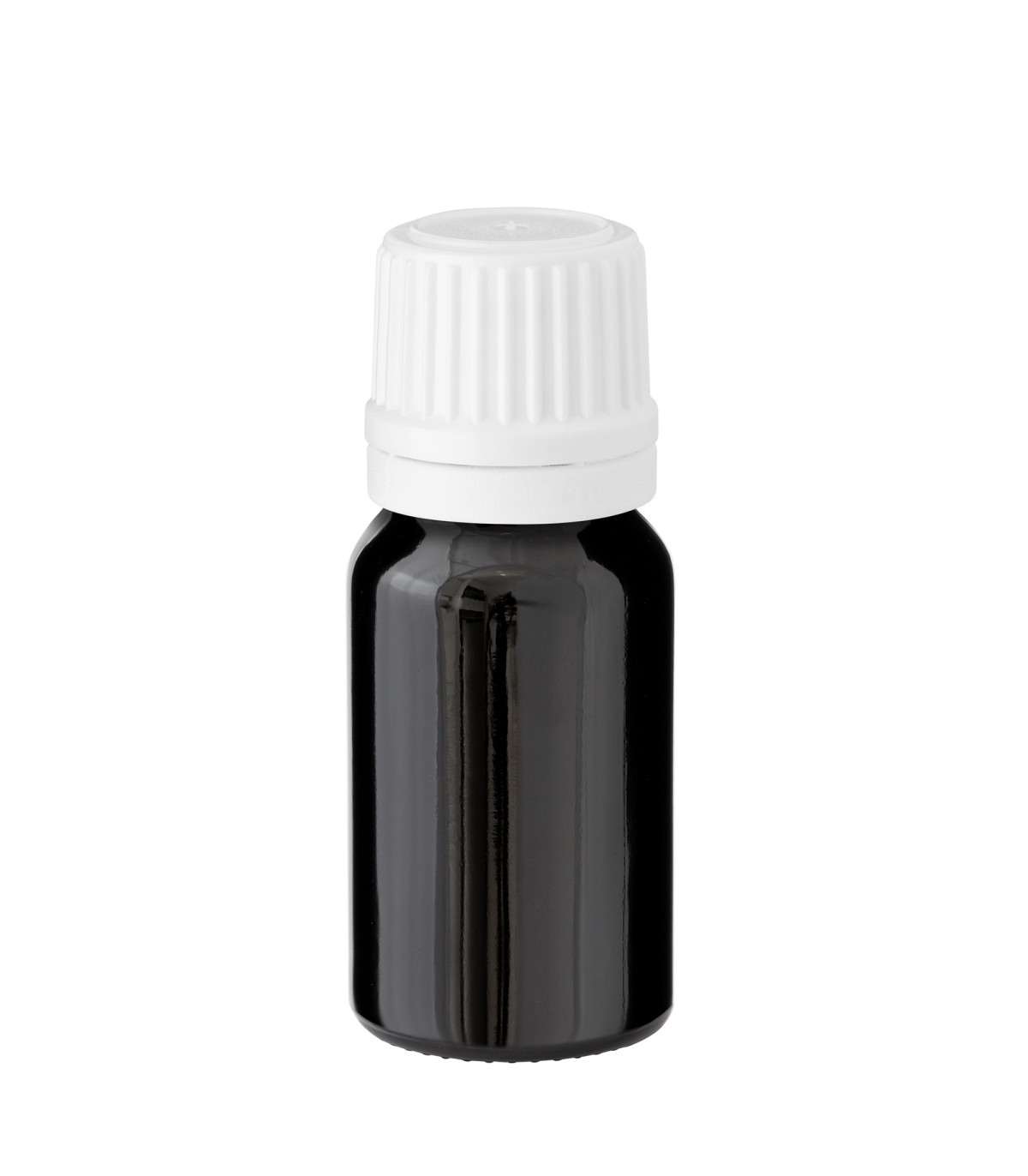 Glasflasche 10 ml schwarz mit weißem Tropfer