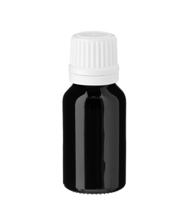 Glasflasche 15 ml schwarz mit weißem Tropfer