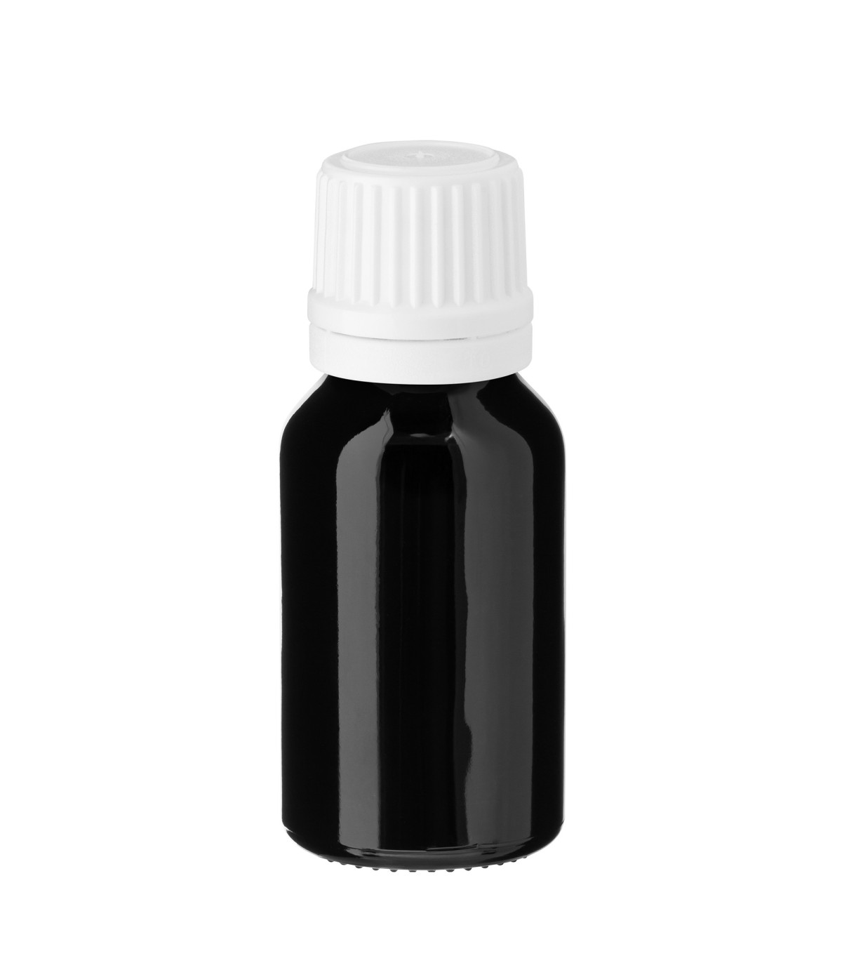 Glasflasche 15 ml schwarz mit weißem Tropfer