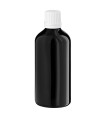 Glasflasche 100 ml schwarz mit weißem Tropfer