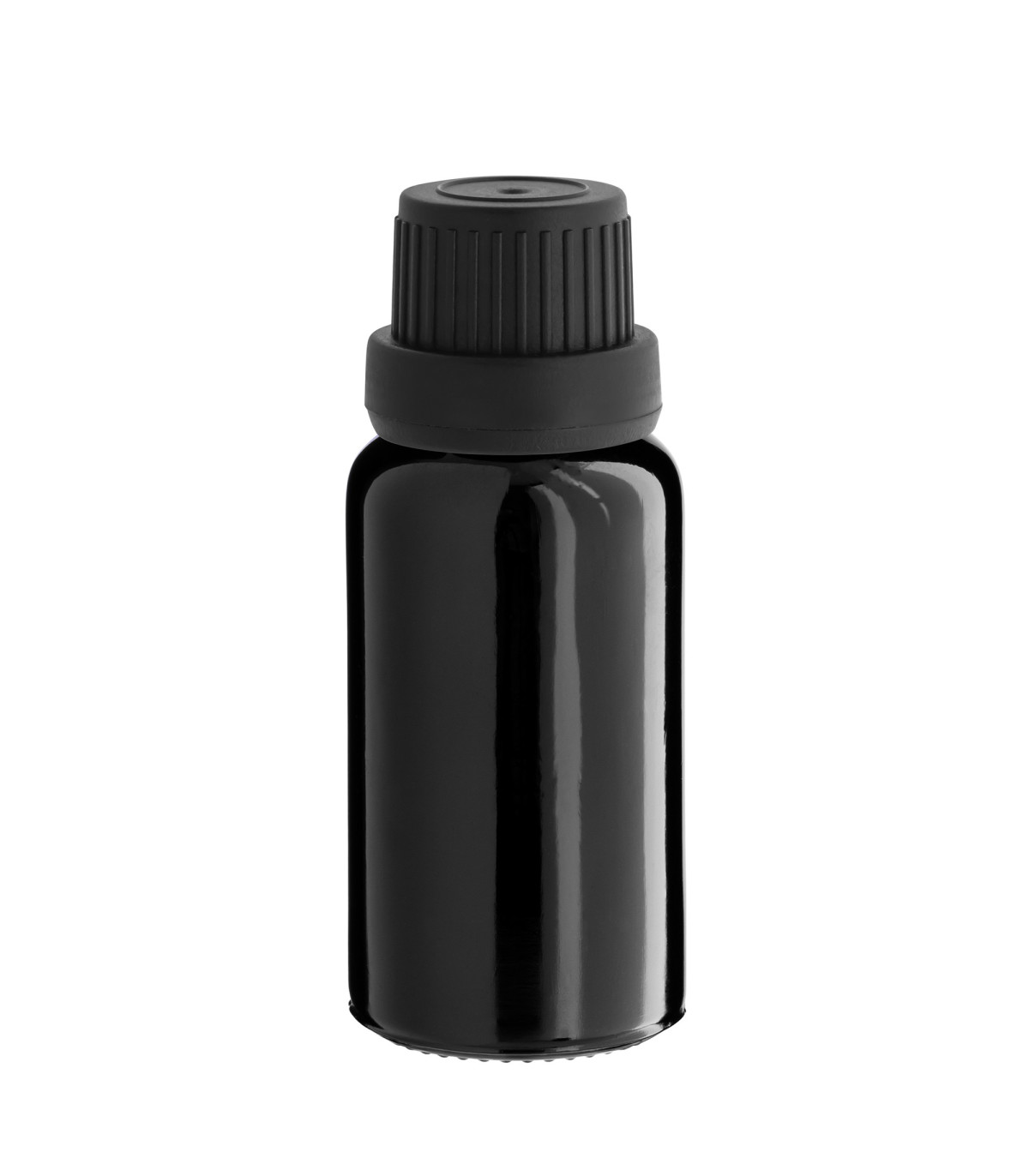 Glasflasche 20 ml schwarz mit schwarzem Tropfer [2]