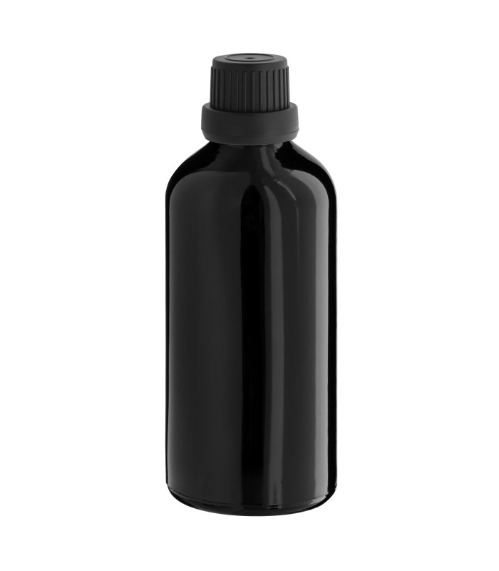 Glasflasche 100 ml schwarz mit schwarzem Tropfer [2]