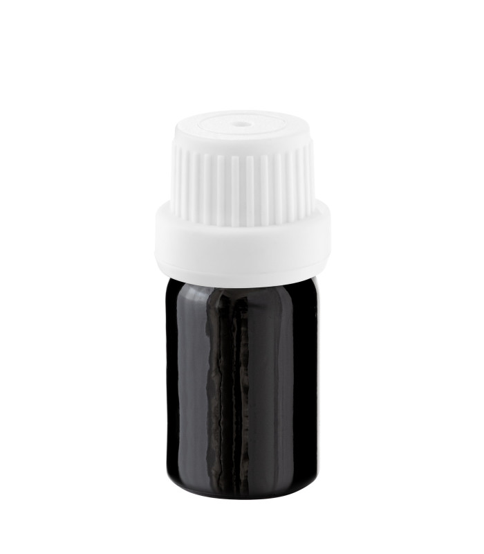 Glasflasche 5 ml schwarz mit weißem Tropfer [2]