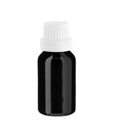 Glasflasche 15 ml schwarz mit weißem Tropfer [2]