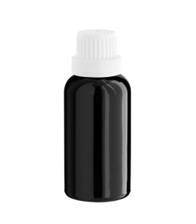Glasflasche 30 ml schwarz mit weißem Tropfer [2]