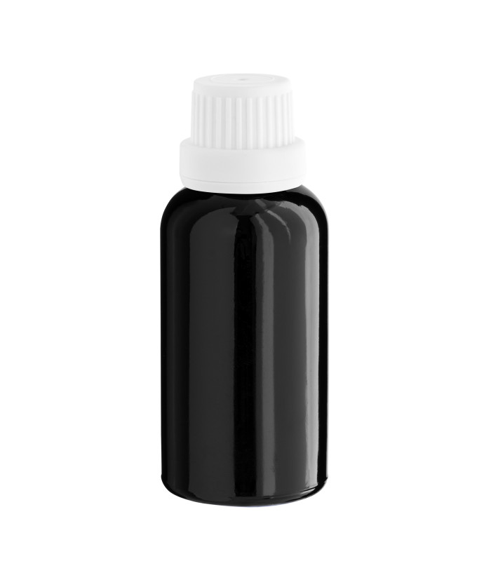 Schwarze Glasflasche 30 ml mit weißem Tropfer [2]