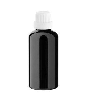Schwarze Glasflasche 50 ml mit weißem Tropfer [2]