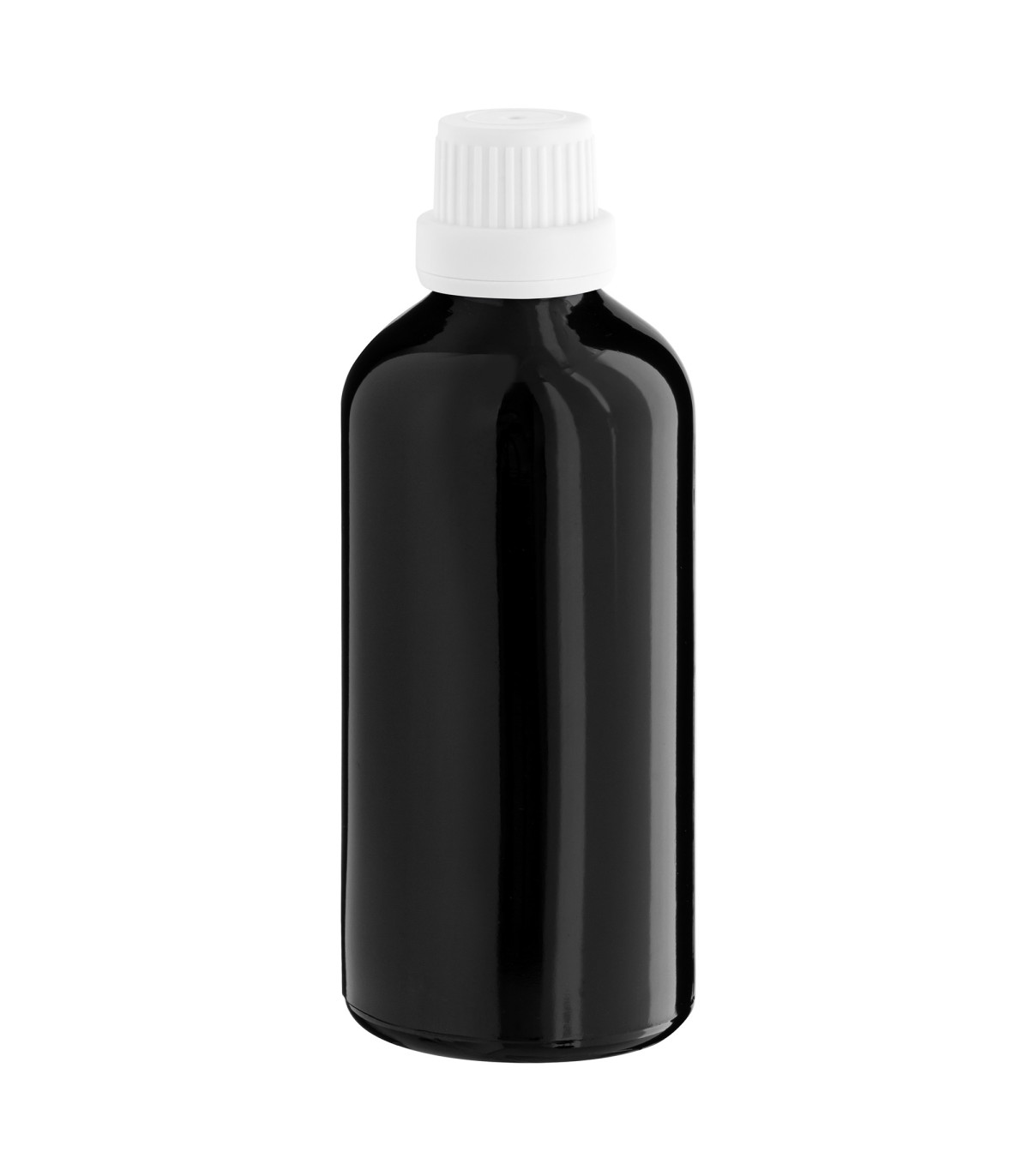 Glasflasche 100 ml schwarz mit weißem Tropfer [2]