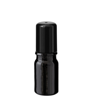 Glasflasche 5 ml schwarz Roll-On mit schwarzem Schraubverschluss
