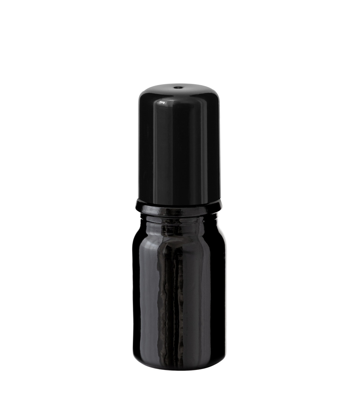 Glasflasche 5 ml schwarz Roll-On mit schwarzem Schraubverschluss