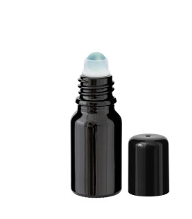 Schwarze Glasflasche 10 ml Roll-on mit schwarzem Schraubverschluss