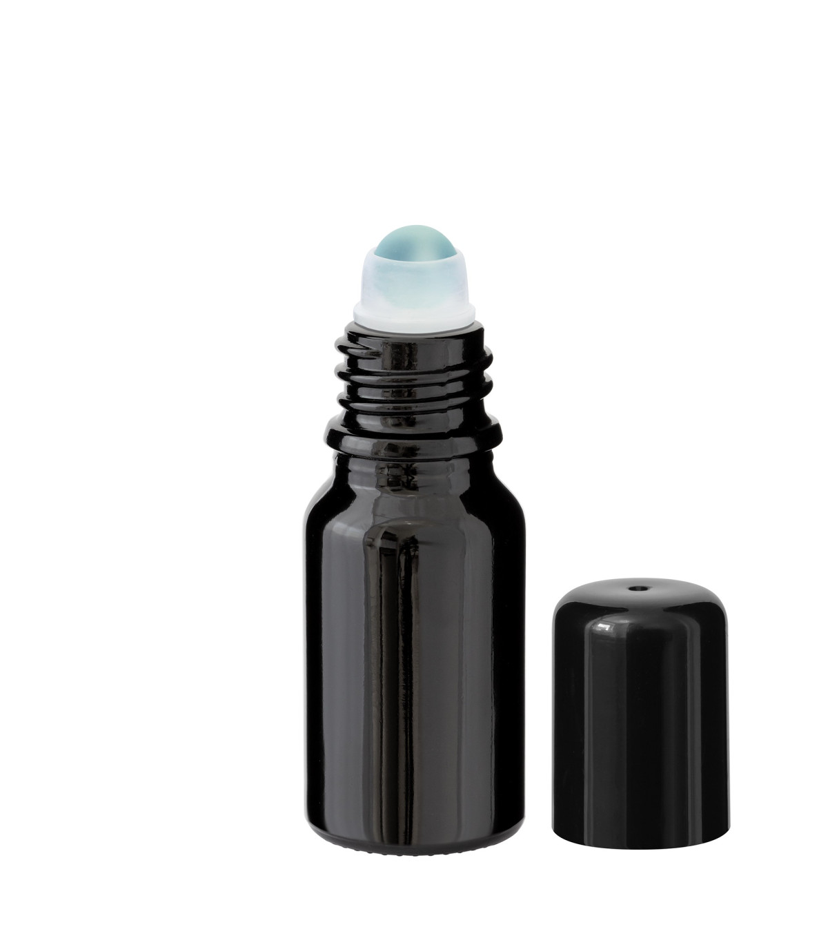 Glasflasche 10 ml schwarz Roll-On mit schwarzem Schraubverschluss