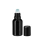 Glasflasche 15 ml schwarz Roll-On mit schwarzem Schraubverschluss