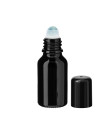 Glasflasche 15 ml schwarz Roll-On mit schwarzem Schraubverschluss