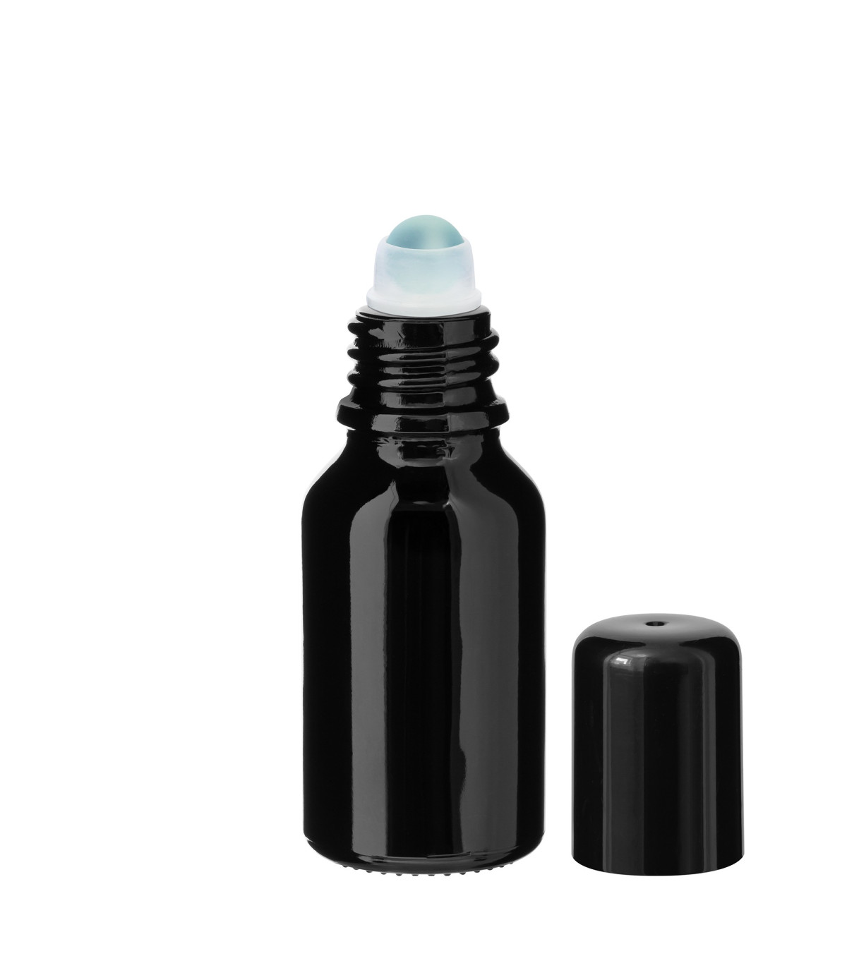 Glasflasche 15 ml schwarz Roll-On mit schwarzem Schraubverschluss