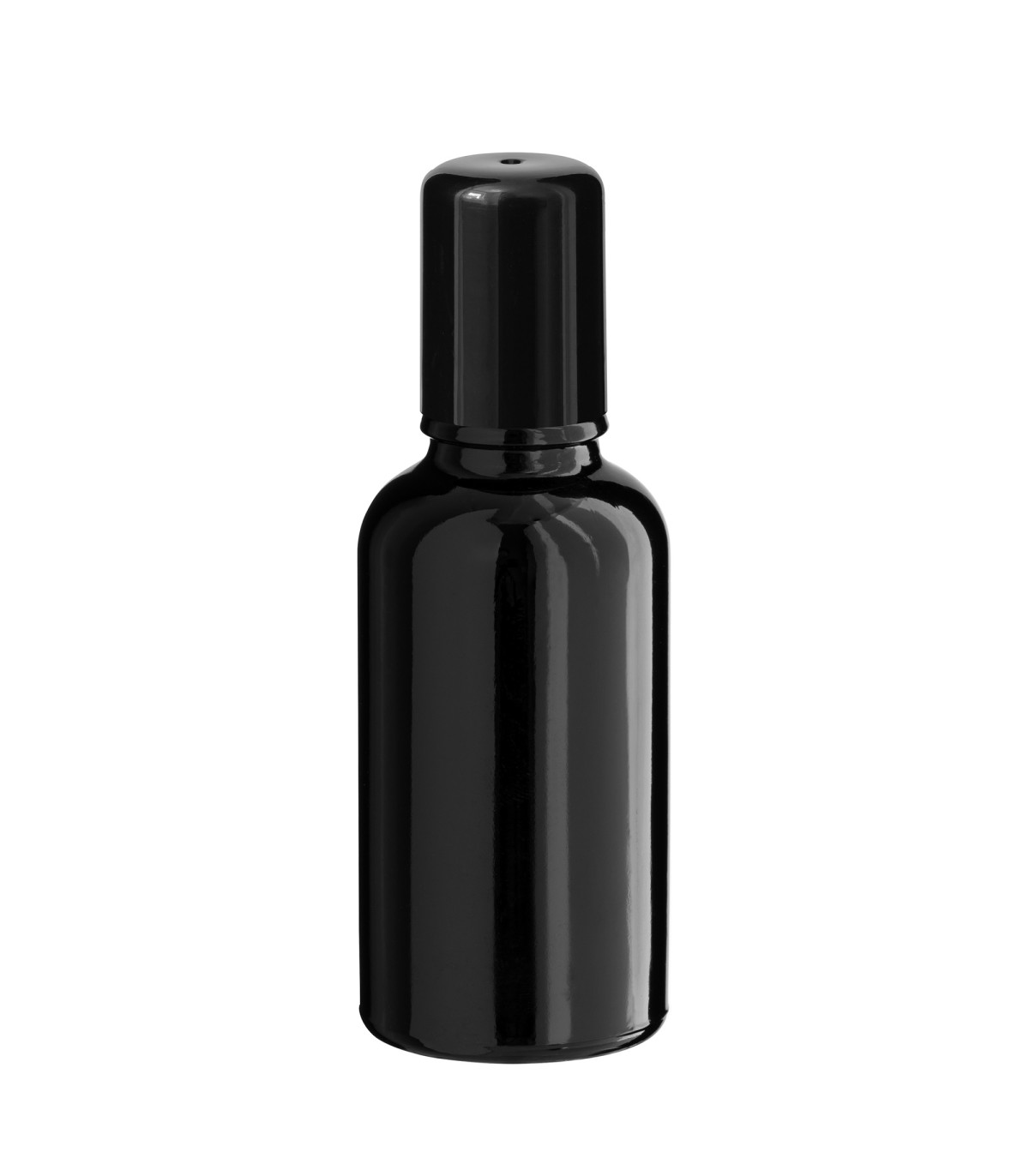 Glasflasche 30 ml schwarz Roll-On mit schwarzem Schraubverschluss