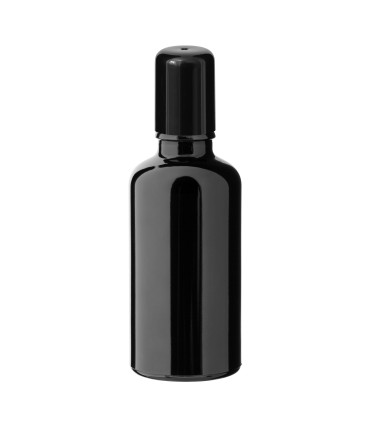 Glasflasche 50 ml schwarz Roll-On mit schwarzem Schraubverschluss