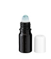 Glasflasche 5 ml schwarz Roll-On mit weißem Schraubverschluss