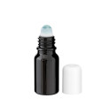 Glasflasche 10 ml schwarz Roll-On mit weißem Schraubverschluss