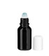 Glasflasche 15 ml schwarz Roll-On mit weißem Schraubverschluss