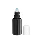 Glasflasche 20 ml schwarz Roll-On mit weißem Schraubverschluss