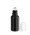 Glasflasche 20 ml schwarz Roll-On mit weißem Schraubverschluss