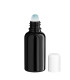 Glasflasche 30 ml schwarz Roll-On mit weißem Schraubverschluss