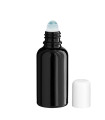 Glasflasche 30 ml schwarz Roll-On mit weißem Schraubverschluss