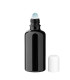 Glasflasche 50 ml schwarz Roll-On mit weißem Schraubverschluss