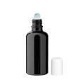Glasflasche 50 ml schwarz Roll-On mit weißem Schraubverschluss