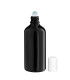 Glasflasche 100 ml schwarz Roll-On mit weißem Schraubverschluss