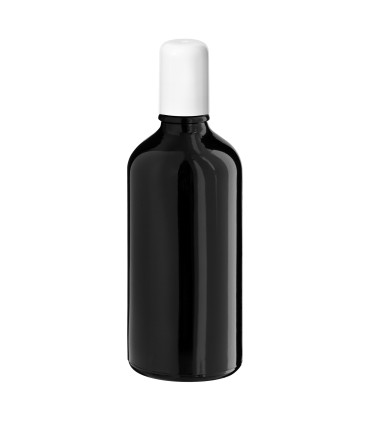 Glasflasche 100 ml schwarz Roll-On mit weißem Schraubverschluss