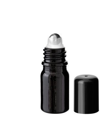 Glasflasche 5 ml schwarz Roll-On mit schwarzem Schraubverschluss [2]
