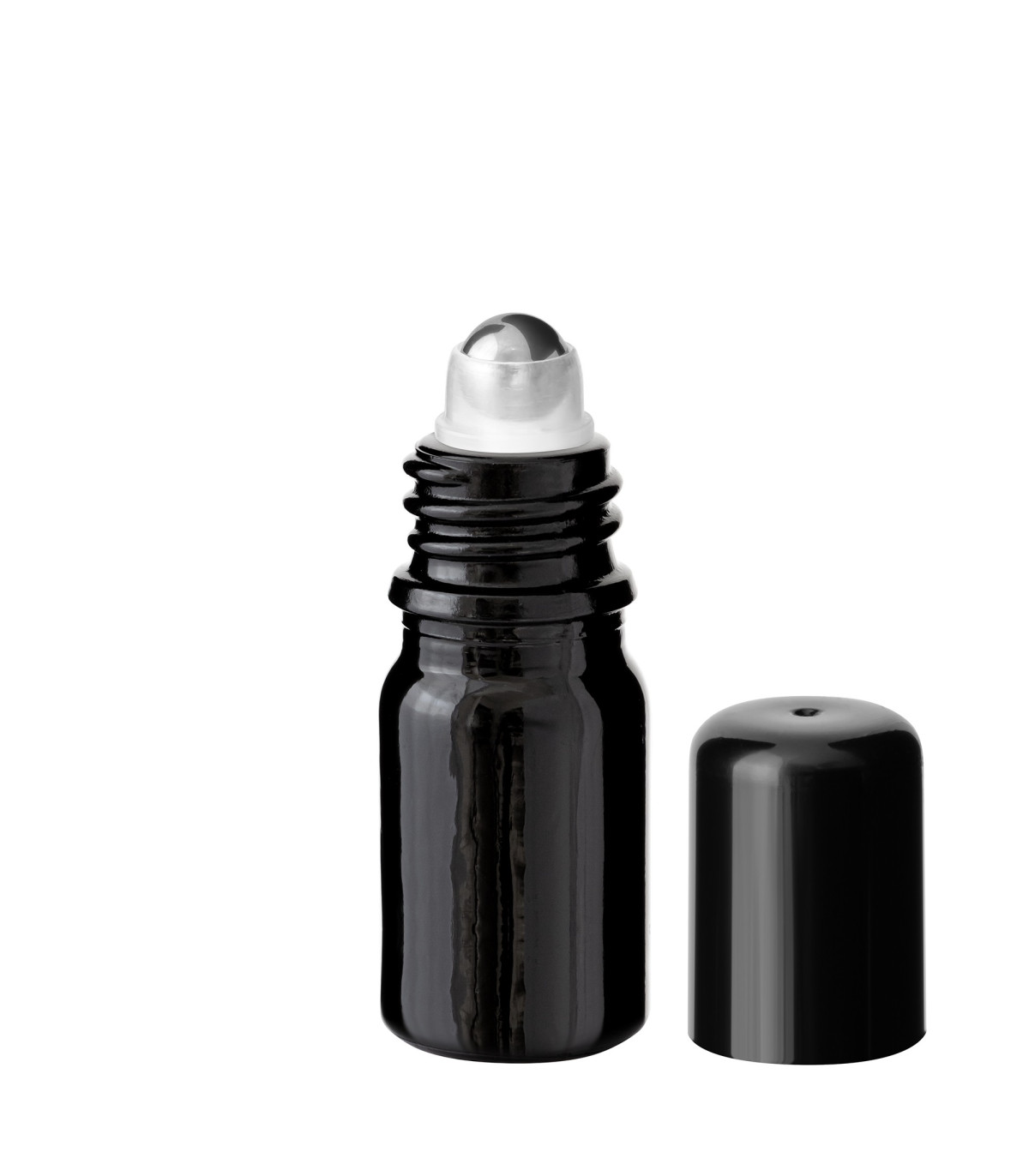 Glasflasche 5 ml schwarz Roll-On mit schwarzem Schraubverschluss [2]