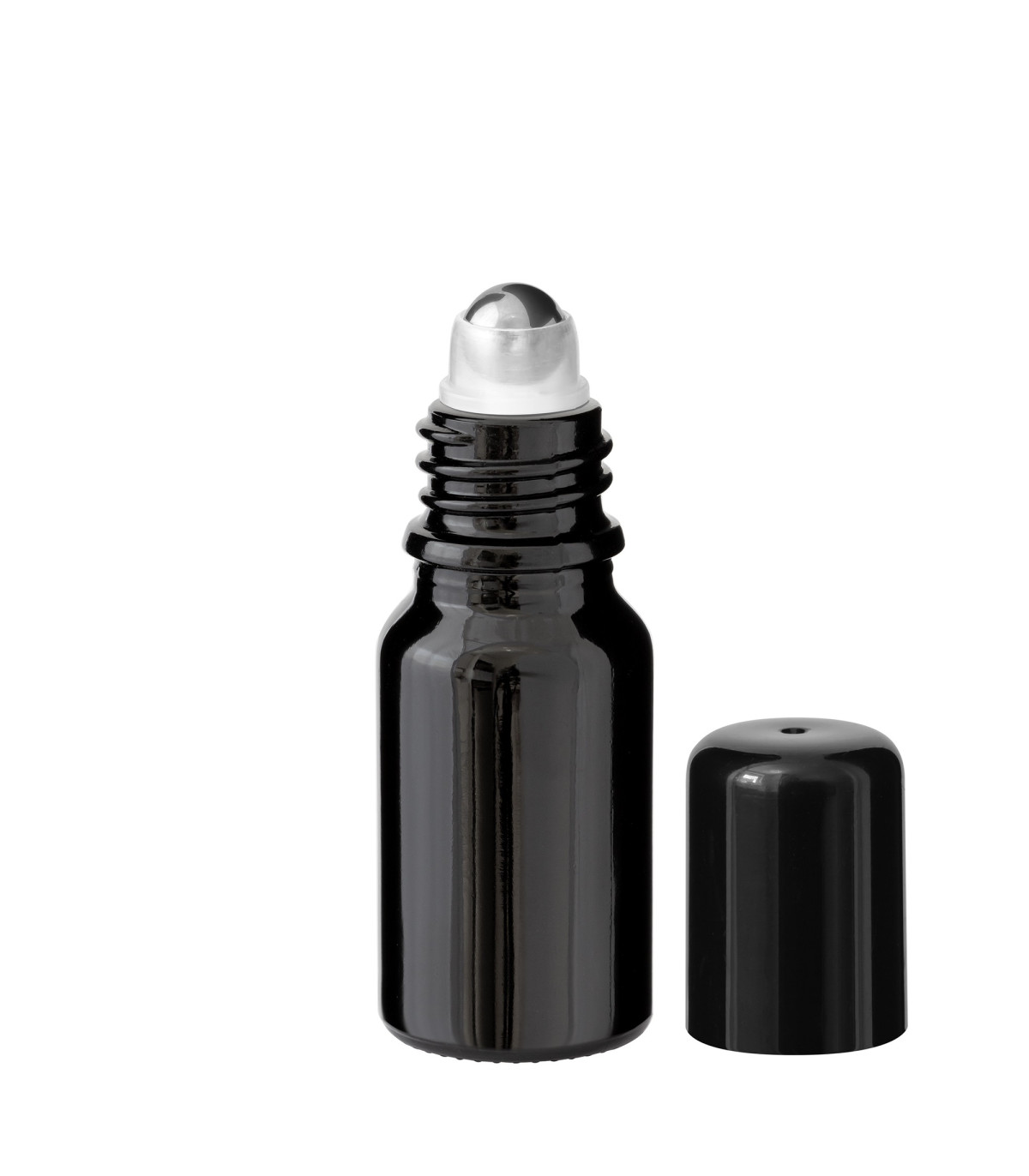 Glasflasche 10 ml schwarz Roll-On mit schwarzem Schraubverschluss [2]