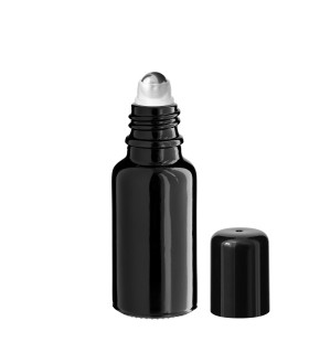 Schwarze Glasflasche 20 ml Roll-on mit schwarzem Schraubverschluss [2]