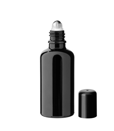 Glasflasche 50 ml schwarz Roll-On mit schwarzem Schraubverschluss [2]