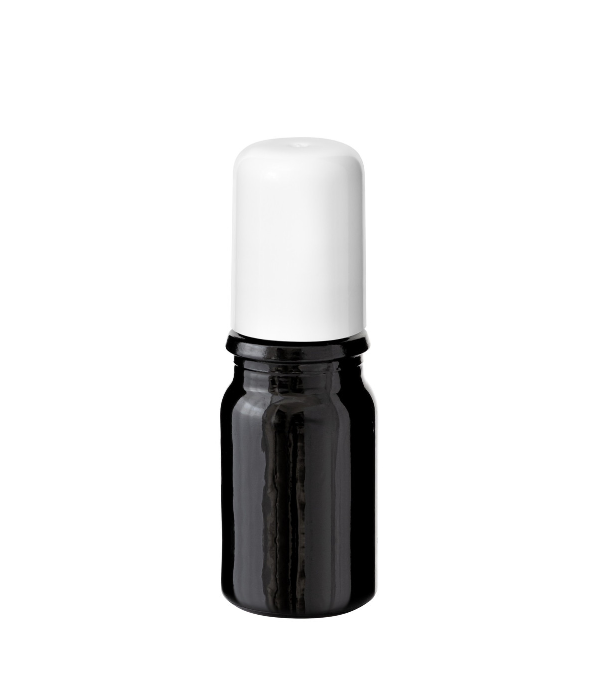 Glasflasche 5 ml schwarz Roll-On mit weißem Schraubverschluss [2]