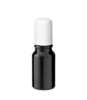 Glasflasche 10 ml schwarz Roll-On mit weißem Schraubverschluss [2]