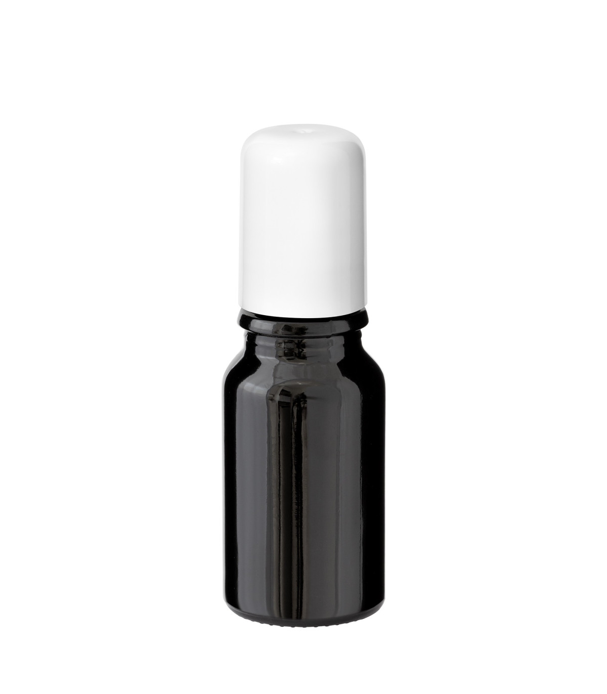 Glasflasche 10 ml schwarz Roll-On mit weißem Schraubverschluss [2]