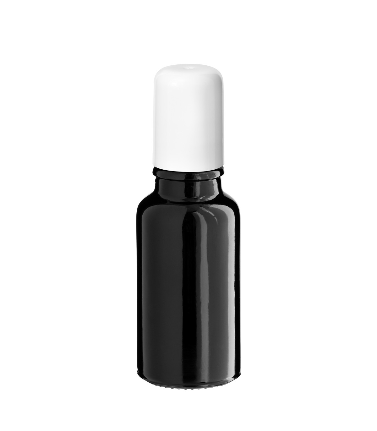 Glasflasche 20 ml schwarz Roll-On mit weißem Schraubverschluss [2]