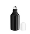 Glasflasche 30 ml schwarz Roll-On mit weißem Schraubverschluss [2]