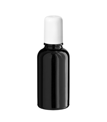 Glasflasche 30 ml schwarz Roll-On mit weißem Schraubverschluss [2]