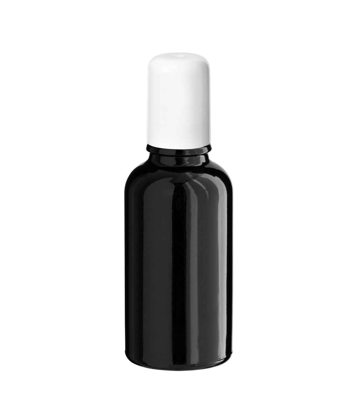 Glasflasche 30 ml schwarz Roll-On mit weißem Schraubverschluss [2]