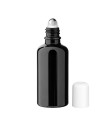Glasflasche 50 ml schwarz Roll-On mit weißem Schraubverschluss [2]